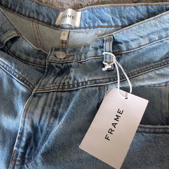 FRAME 90's Utility Loose Jeans Size 28 High Rise Roll Hems Or Straight Leg - Picture 11 of 15